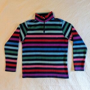 Lands' End Girls 1/4 Zip Fleece Multicolor Stripe Size M (10-12)